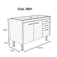 Balcão p/ Cozinha Rorato Valenza Sem Tampo 2 Portas 3 Gavetas Branco/nogal Sevilha - 2