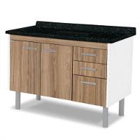 Balcão p/ Cozinha Rorato Valenza Sem Tampo 2 Portas 3 Gavetas Branco/nogal Sevilha - 3