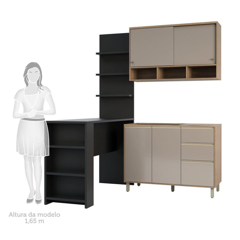 Cozinha Completa 4 Peças E Balcão Gra E Preto - 5