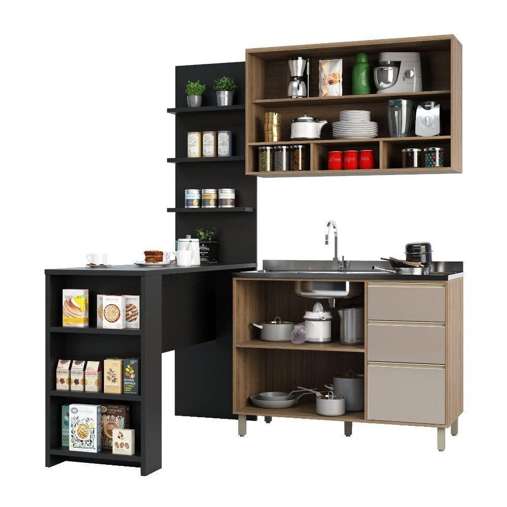 Cozinha Completa 4 Peças E Balcão Gra E Preto - 6
