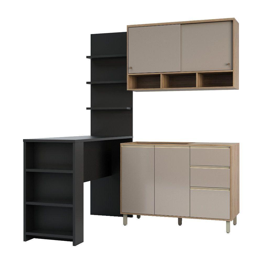 Cozinha Completa 4 Peças E Balcão Gra E Preto - 7