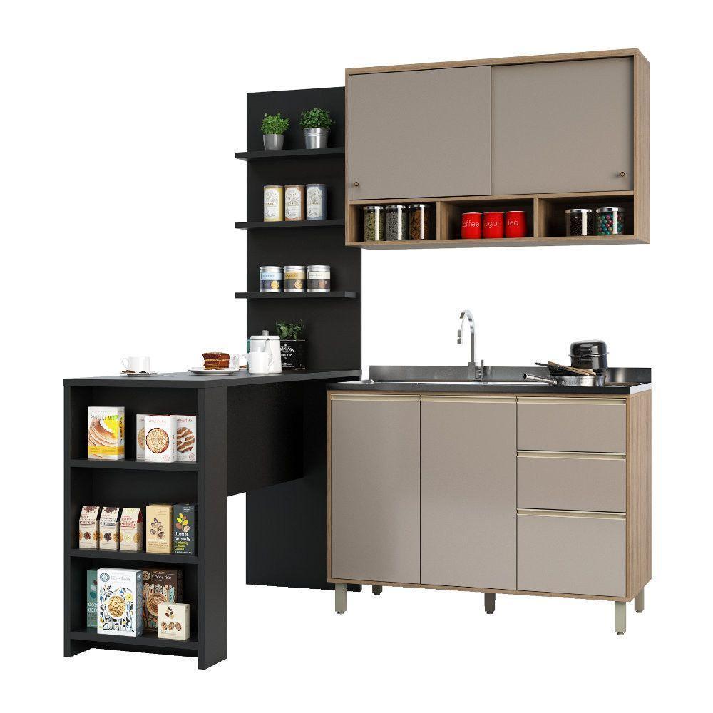Cozinha Completa 4 Peças E Balcão Gra E Preto - 8