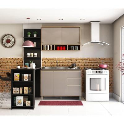 Cozinha Completa 4 Peças com Bancada Gourmet 6 Portas 3 Gavetas MDF 150 cm Mel