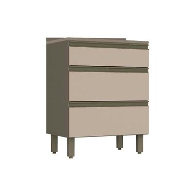 Balcão de Cozinha Modulado  Connect 3 Gavetas c/Tampo Duna/Cristal - Henn