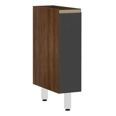 Balcão De Cozinha Sem Tampo 20cm 1 Porta Jade Luciane Móveis Nogueira Dourado Com Preto Txt