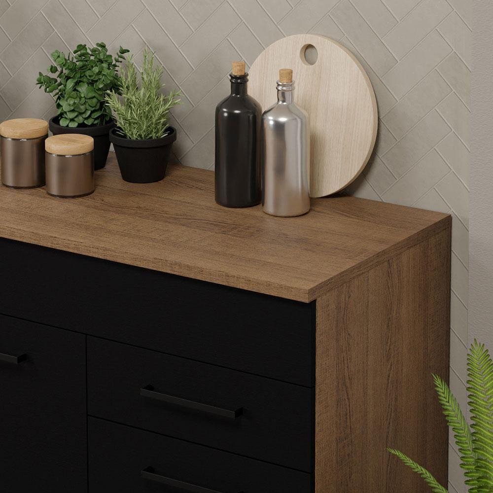 Balcão Gabinete De Pia Madesa Agata 150 Cm 2 Gavetas 2 Portas (com Tampo) - Rustic/preto Rustic/preto - 6