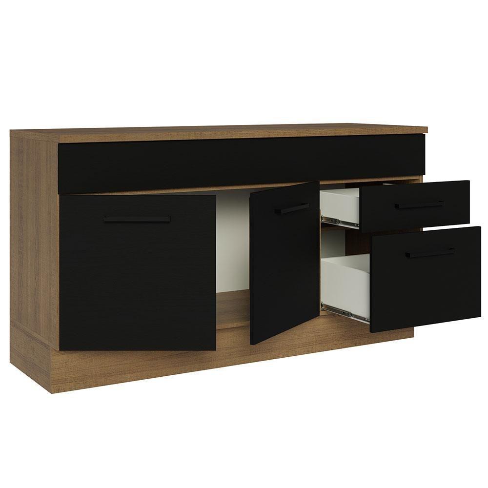 Balcão Gabinete De Pia Madesa Agata 150 Cm 2 Gavetas 2 Portas (com Tampo) - Rustic/preto Rustic/preto - 8