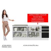 Kit Com 2 Balcões De Cozinha Madesa Glamy 4 Portas 3 Gavetas (sem Tampo E Pia) - Branco/preto Branco/preto - 7