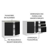 Kit Com 2 Balcões De Cozinha Madesa Glamy 4 Portas 3 Gavetas (sem Tampo E Pia) - Branco/preto Branco/preto - 8