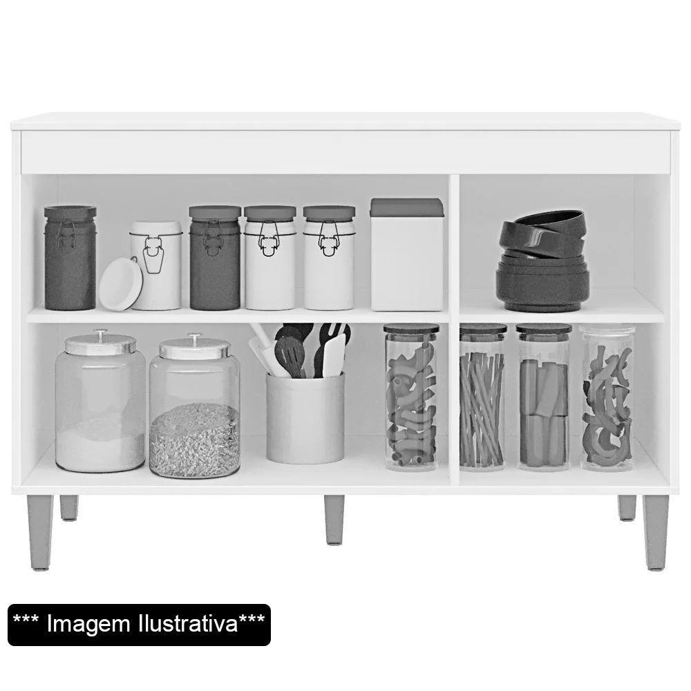 Balcão Gabinete De Pia Sem Tampo 120Cm 3 Portas Manu Preto - 3