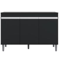 Balcão Gabinete De Pia Sem Tampo 120Cm 3 Portas Manu Preto - 1
