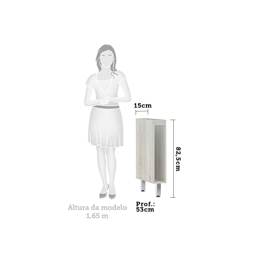 Balcão Sem Tampo 15cm Luci Legno Crem e Branco - 3