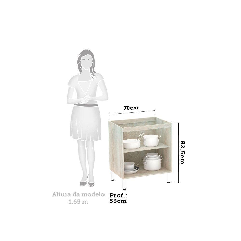 Balcão Sem Tampo 70cm Lis Legno Crem e Verde Jade - 3