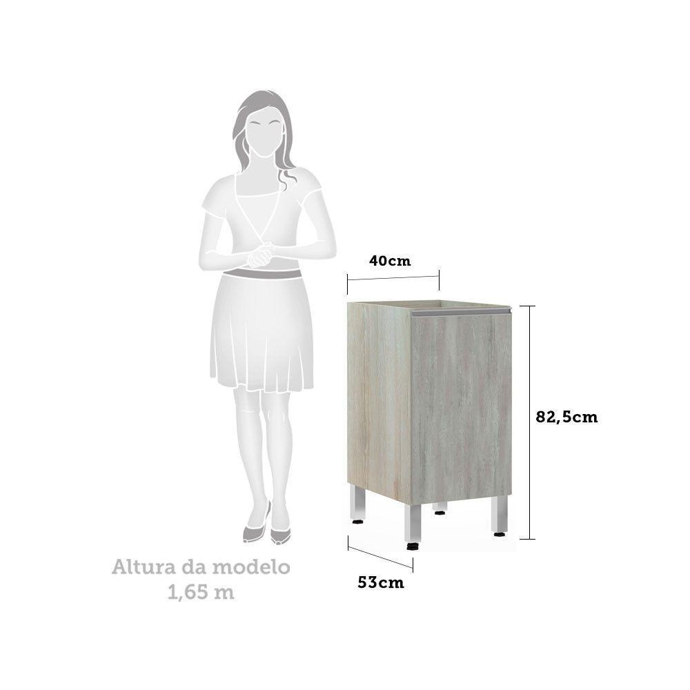 Balcão Sem Tampo 40cm Lis Legno Crem e Concreto - 2
