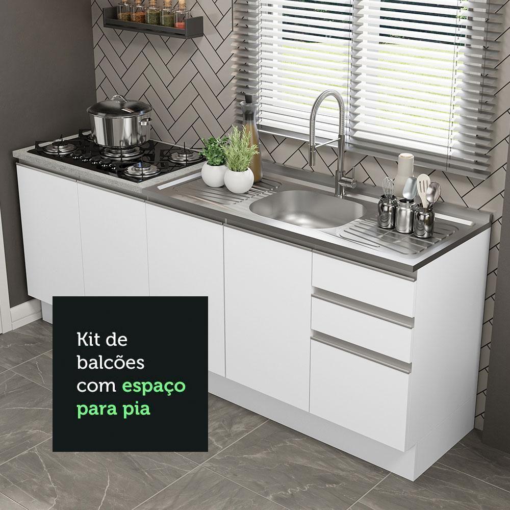 Kit Com 2 Balcões De Cozinha Madesa Glamy 4 Portas 3 Gavetas (sem Tampo E Pia) - Branco Branco - 6
