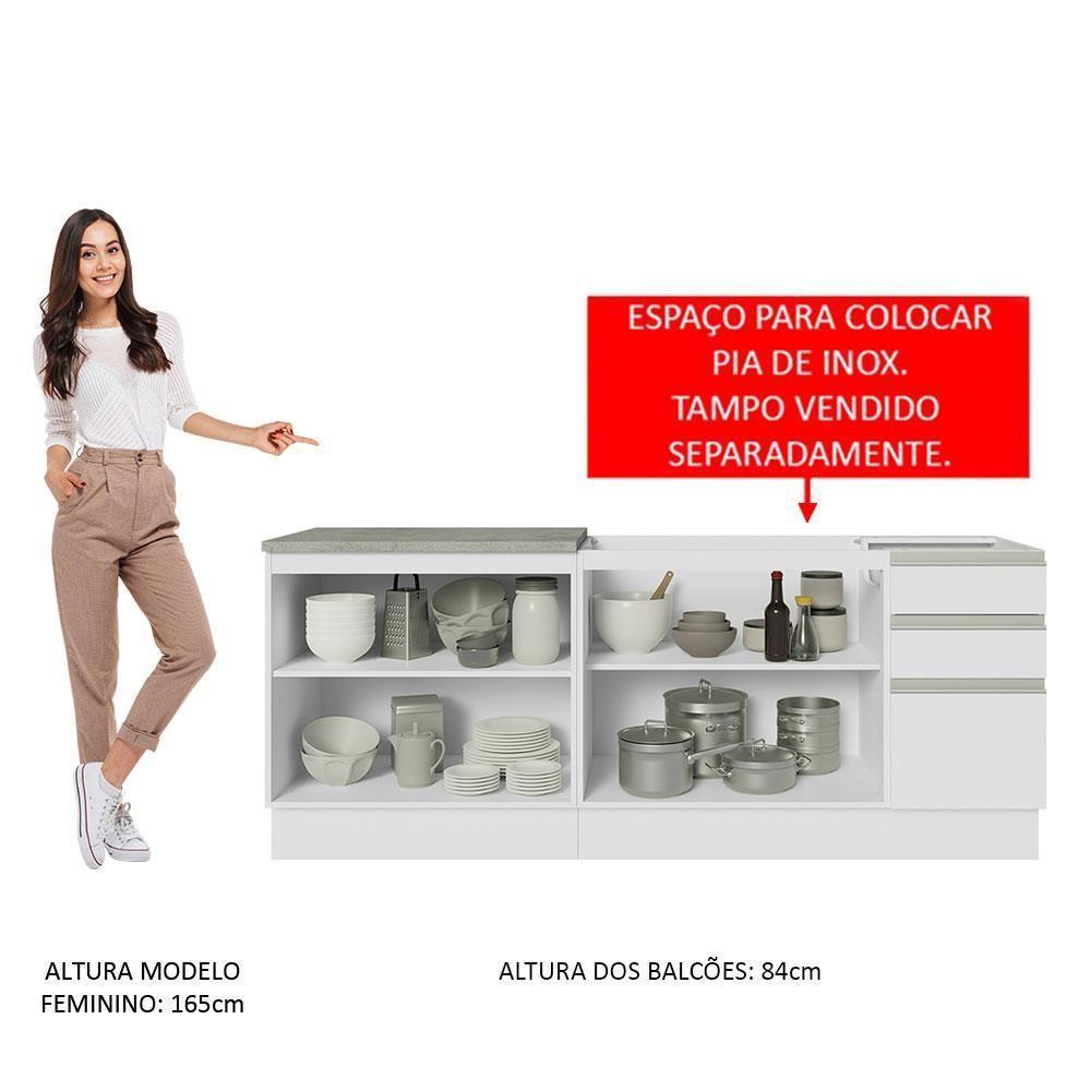 Kit Com 2 Balcões De Cozinha Madesa Glamy 4 Portas 3 Gavetas (sem Tampo E Pia) - Branco Branco - 7