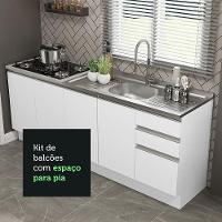 Kit Com 2 Balcões De Cozinha Madesa Glamy 4 Portas 3 Gavetas (sem Tampo E Pia) - Branco Branco - 6
