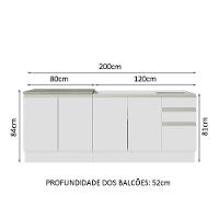 Kit Com 2 Balcões De Cozinha Madesa Glamy 4 Portas 3 Gavetas (sem Tampo E Pia) - Branco Branco - 9