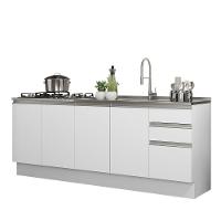 Kit Com 2 Balcões De Cozinha Madesa Glamy 4 Portas 3 Gavetas (sem Tampo E Pia) - Branco Branco - 10