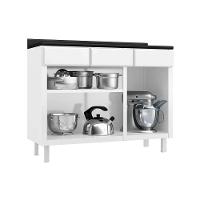Balcão de Cozinha Diamante 3 Portas e 3 Gavetas c/ Tampo 105cm Branco/Preto - Telasul - 2