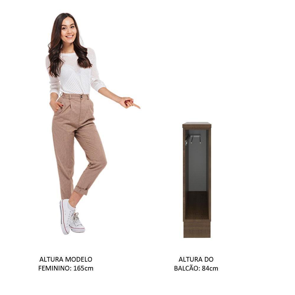 Balcão Porta-pano 20 X 60 Cm Para Cozinhas Madesa Lux, Glamy, Agata (com Tampo) - Rustic Rustic - 7