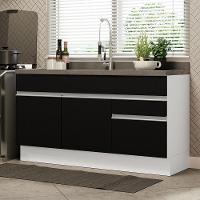 Balcão Gabinete De Pia Madesa Glamy 150 Cm 2 Gavetas 2 Portas (sem Tampo E Pia) - Branco/preto Branco/preto - 1