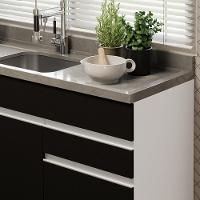 Balcão Gabinete De Pia Madesa Glamy 150 Cm 2 Gavetas 2 Portas (sem Tampo E Pia) - Branco/preto Branco/preto - 6