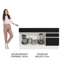 Balcão Gabinete De Pia Madesa Glamy 150 Cm 2 Gavetas 2 Portas (sem Tampo E Pia) - Branco/preto Branco/preto - 7