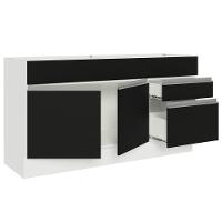 Balcão Gabinete De Pia Madesa Glamy 150 Cm 2 Gavetas 2 Portas (sem Tampo E Pia) - Branco/preto Branco/preto - 8
