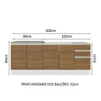 Kit Com 2 Balcões De Cozinha Madesa Glamy 4 Portas 3 Gavetas (sem Tampo E Pia) - Branco/rustic Branco/rustic - 9