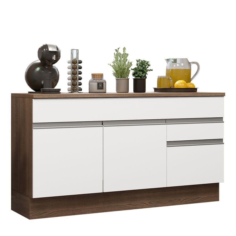 Balcão Gabinete De Pia Madesa Glamy 150 Cm 2 Gavetas 2 Portas (com Tampo) - Rustic/branco Rustic/branco - 10