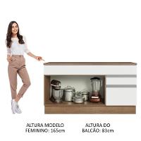 Balcão Gabinete De Pia Madesa Glamy 150 Cm 2 Gavetas 2 Portas (com Tampo) - Rustic/branco Rustic/branco - 7