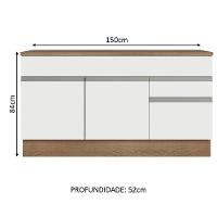 Balcão Gabinete De Pia Madesa Glamy 150 Cm 2 Gavetas 2 Portas (com Tampo) - Rustic/branco Rustic/branco - 9