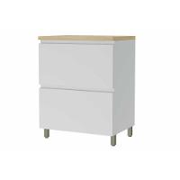 Balcão de Cozinha Rainha 1 Porta e 1 Gaveta c/ Tampo 70cm Branca/Nature - Nesher - 1