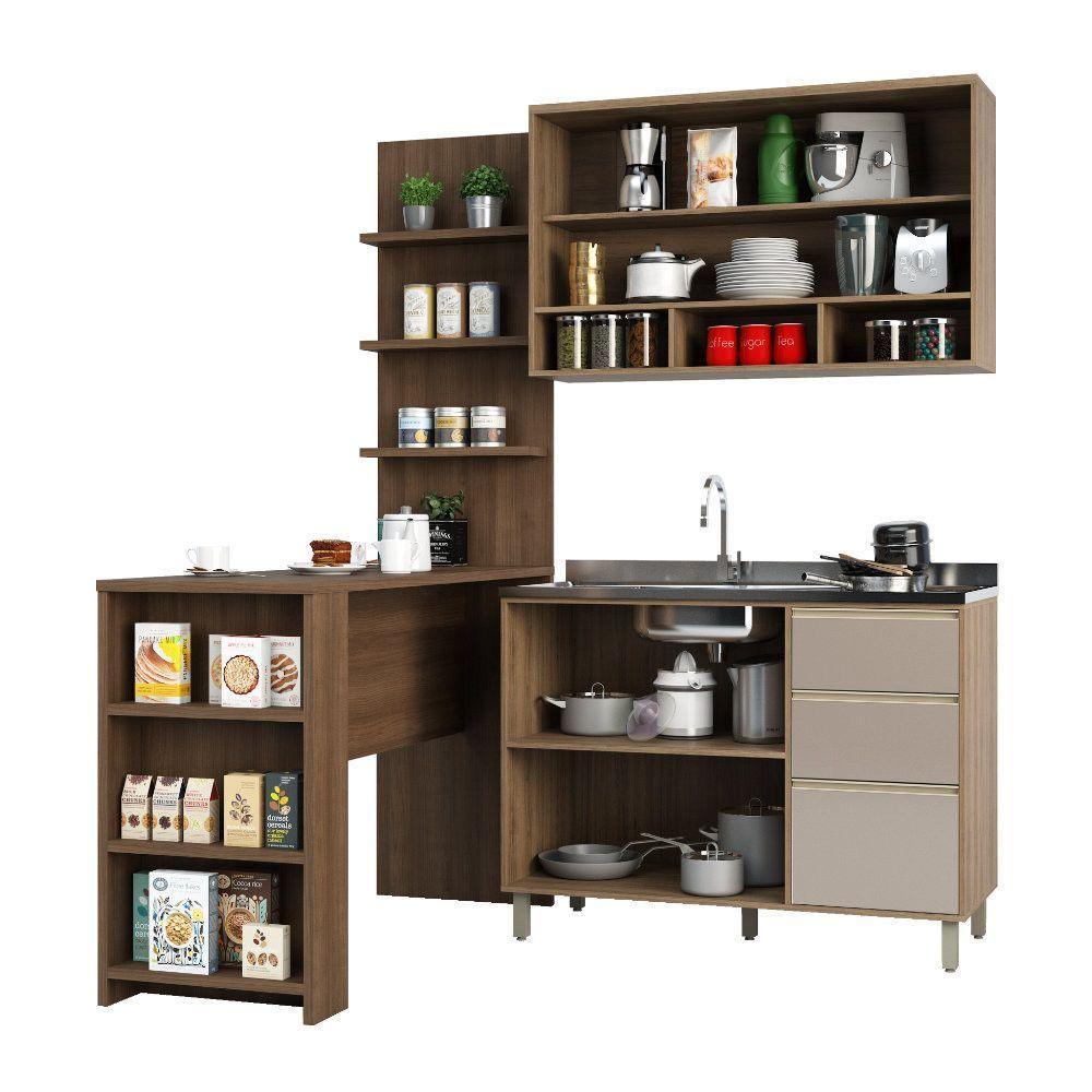 Cozinha Completa 4 Peças E Balcão Gra E Nogueira - 6