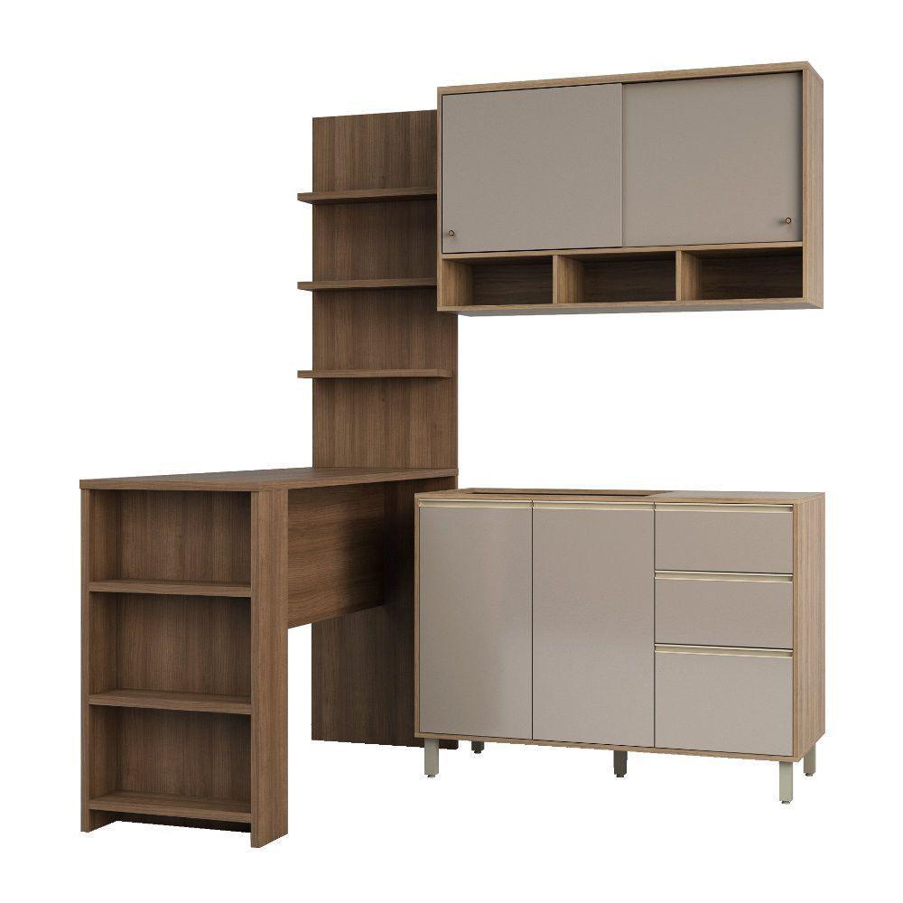 Cozinha Completa 4 Peças E Balcão Gra E Nogueira - 7