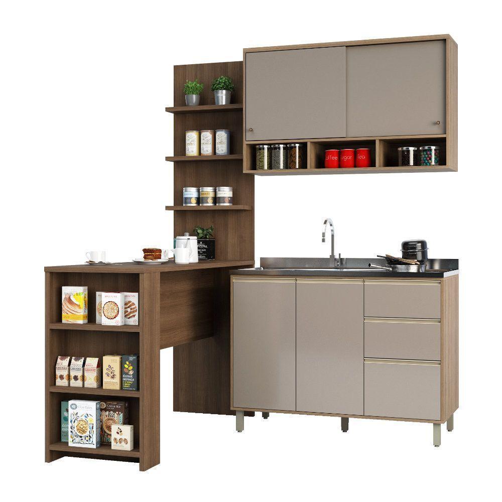 Cozinha Completa 4 Peças E Balcão Gra E Nogueira - 8