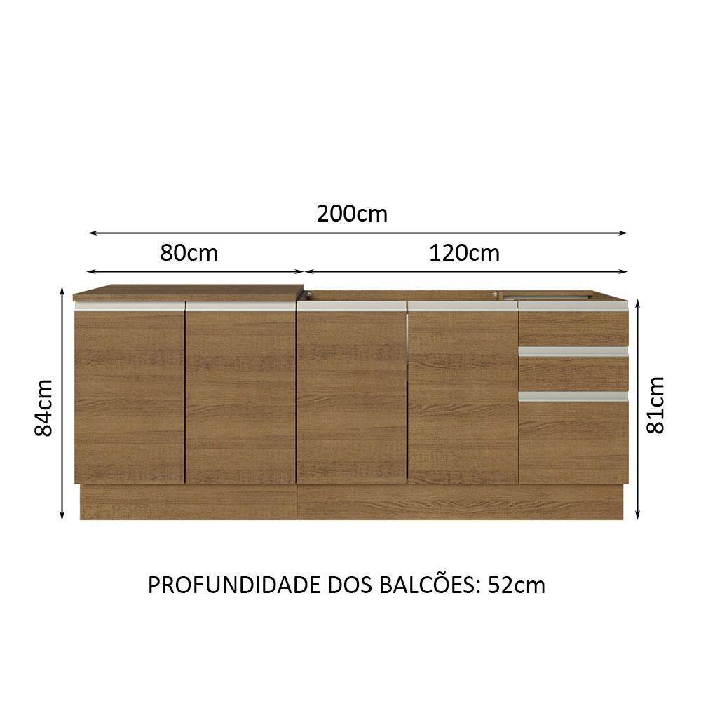 Kit Com 2 Balcões De Cozinha Madesa Glamy 4 Portas 3 Gavetas (sem Tampo E Pia) - Rustic Rustic - 9