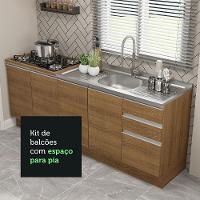 Kit Com 2 Balcões De Cozinha Madesa Glamy 4 Portas 3 Gavetas (sem Tampo E Pia) - Rustic Rustic - 6