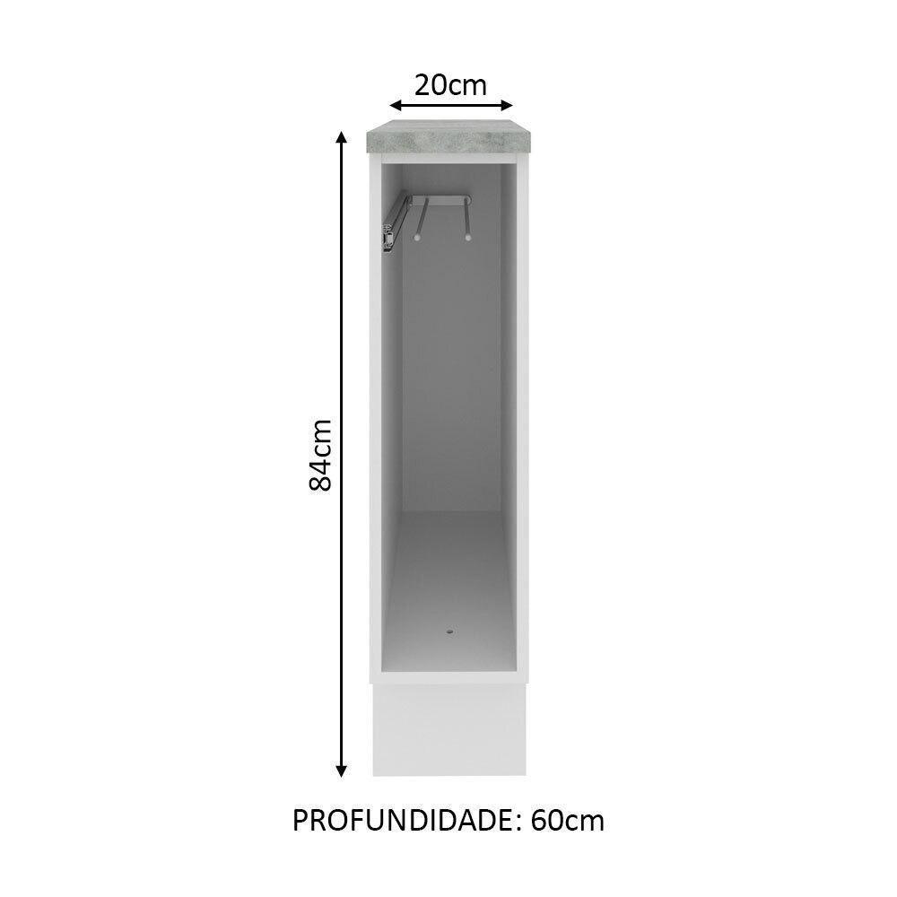 Balcão Porta-pano 20 X 60 Cm Para Cozinhas Madesa Lux, Glamy, Agata (com Tampo) - Branco Branco - 9