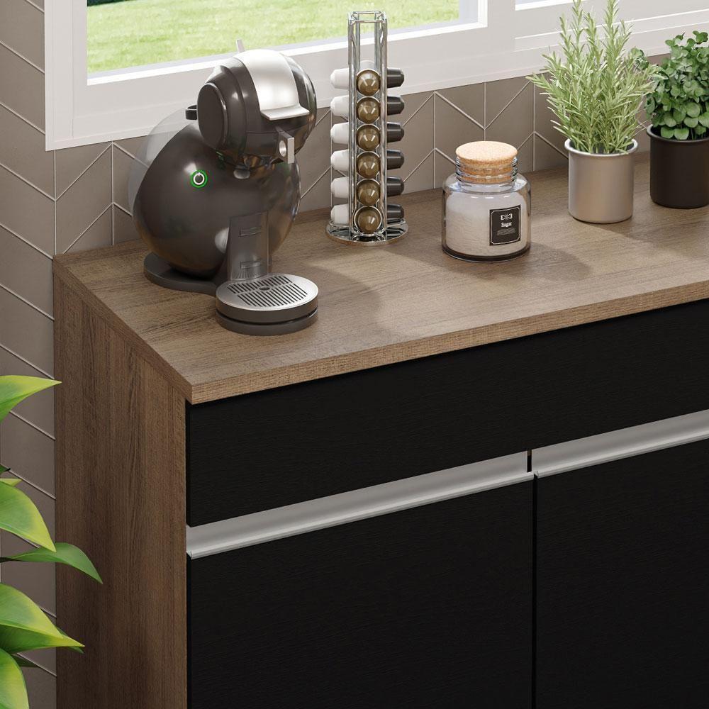 Balcão Gabinete De Pia Madesa Glamy 150 Cm 2 Gavetas 2 Portas (com Tampo) - Rustic/preto Rustic/preto - 6