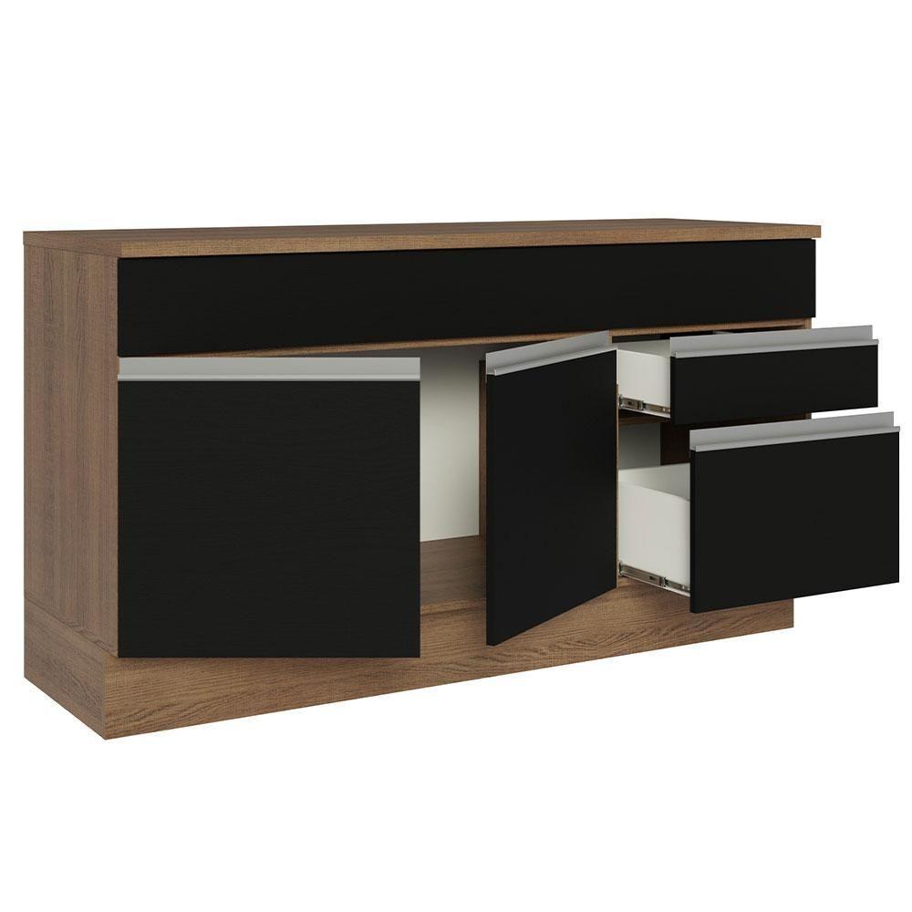 Balcão Gabinete De Pia Madesa Glamy 150 Cm 2 Gavetas 2 Portas (com Tampo) - Rustic/preto Rustic/preto - 8
