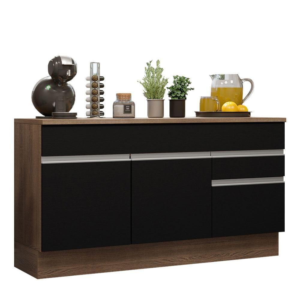 Balcão Gabinete De Pia Madesa Glamy 150 Cm 2 Gavetas 2 Portas (com Tampo) - Rustic/preto Rustic/preto - 10