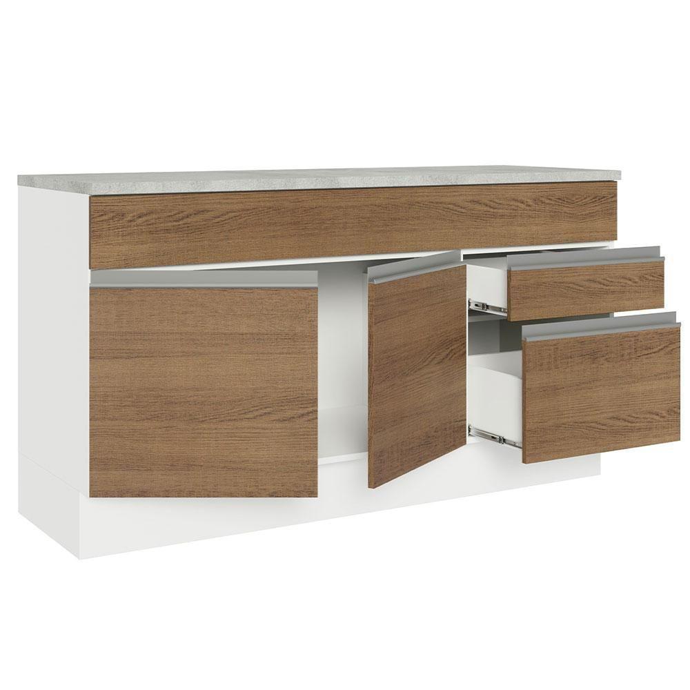 Balcão Gabinete De Pia Madesa Glamy 150 Cm 2 Gavetas 2 Portas (com Tampo) - Branco/rustic Branco/rustic - 8