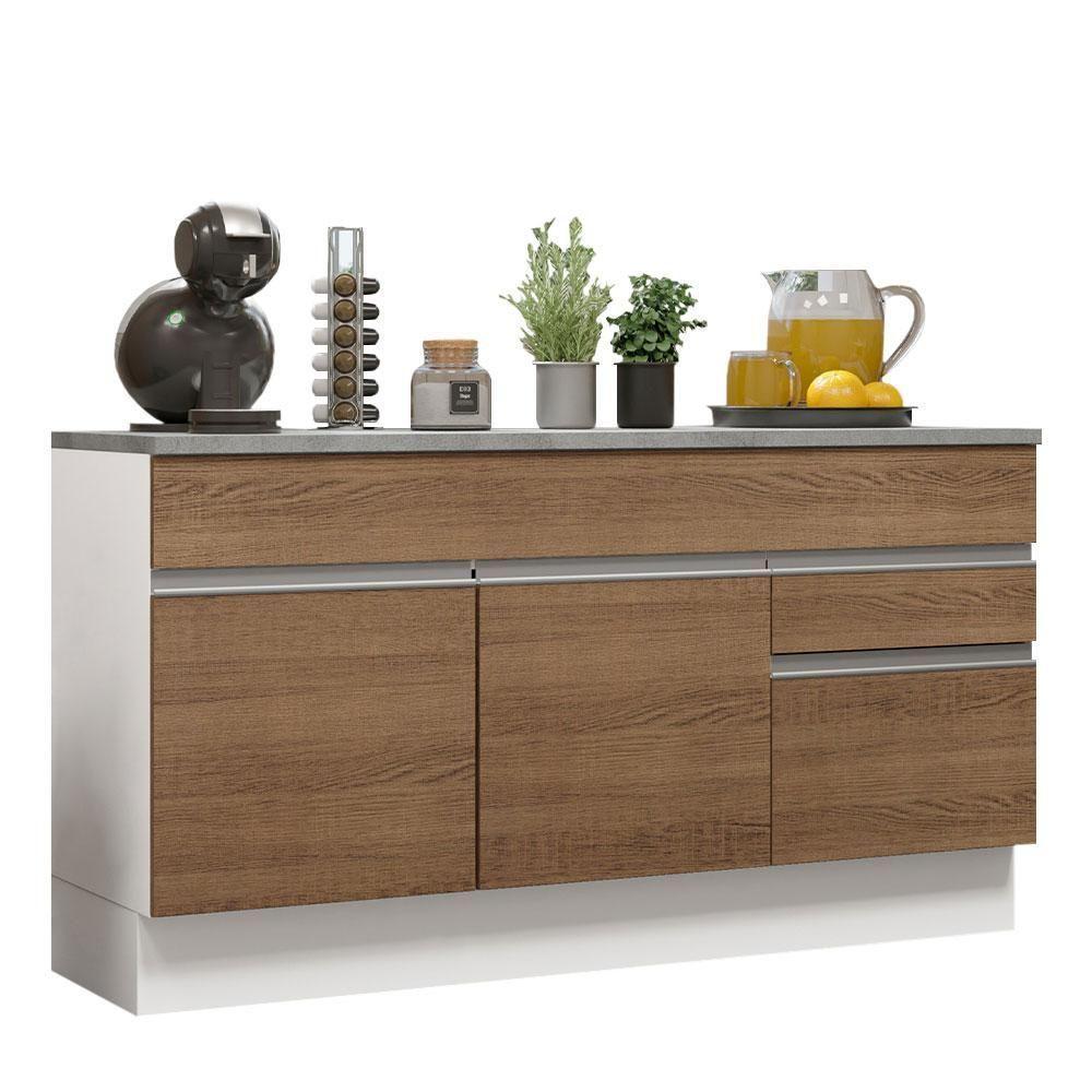 Balcão Gabinete De Pia Madesa Glamy 150 Cm 2 Gavetas 2 Portas (com Tampo) - Branco/rustic Branco/rustic - 10