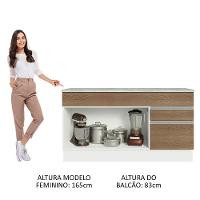 Balcão Gabinete De Pia Madesa Glamy 150 Cm 2 Gavetas 2 Portas (com Tampo) - Branco/rustic Branco/rustic - 7