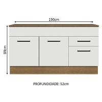 Balcão Gabinete De Pia Madesa Agata 150 Cm 2 Gavetas 2 Portas (com Tampo) - Rustic/branco Rustic/branco - 9