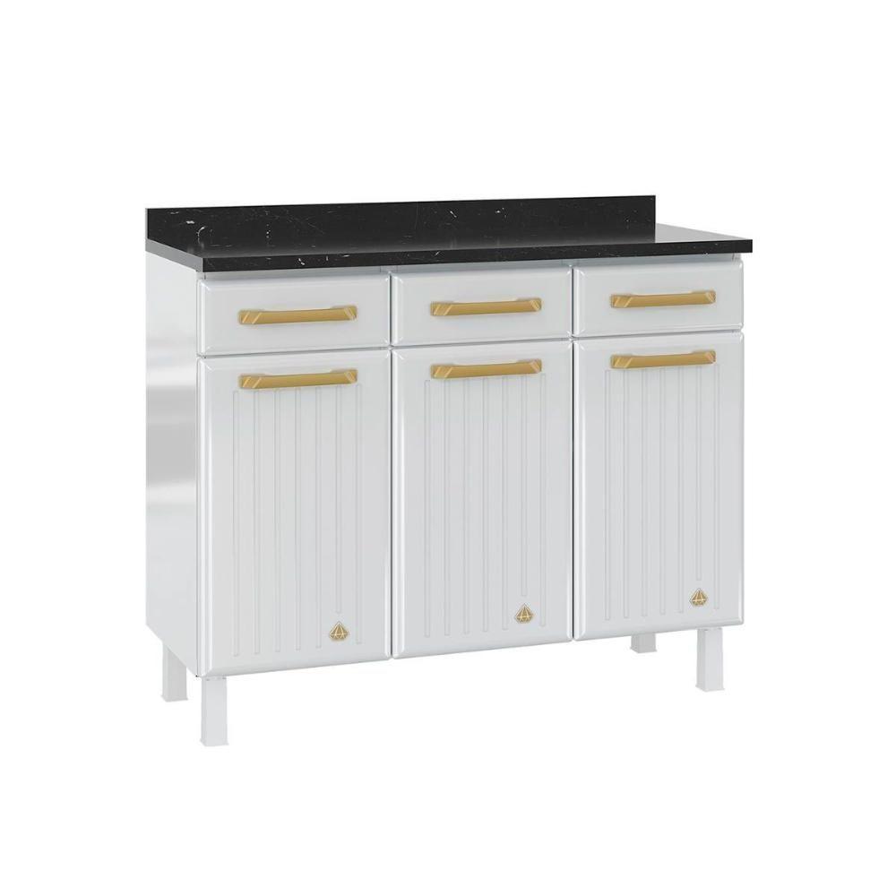 Balcão de Cozinha Diamante 3 Portas e 3 Gavetas c/ Tampo 105cm Branco - Telasul - 1