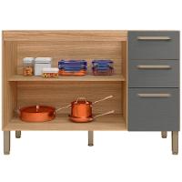 Balcao Para Pia 120cm 3 Portas 2974 Freijo Gris Ktp Freijo Gris - 3