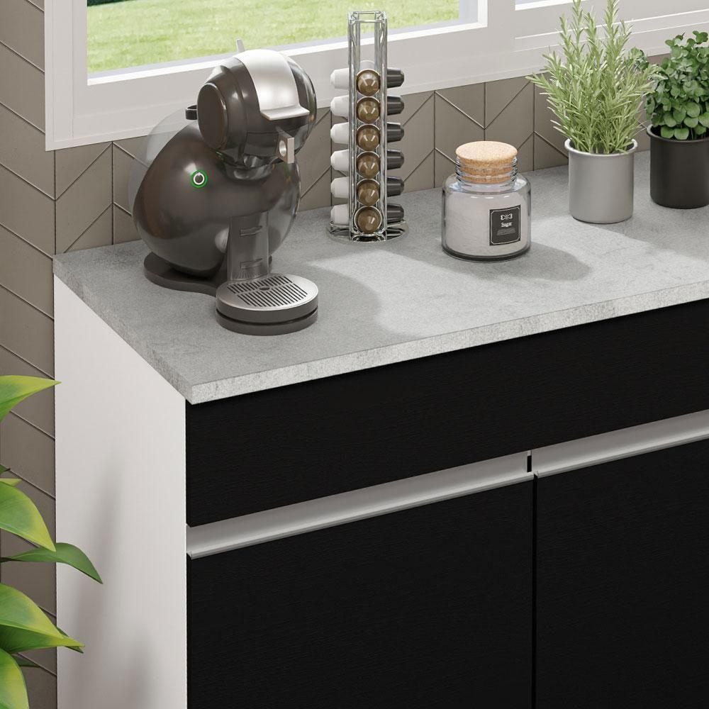 Balcão Gabinete De Pia Madesa Glamy 150 Cm 2 Gavetas 2 Portas (com Tampo) - Branco/preto Branco/preto - 6